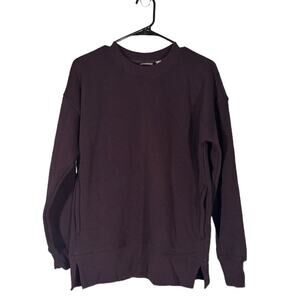 Zella Eggplant Purple Faux Fur Lined Long Sleeve Pullover Sweatshirt Women’s XS